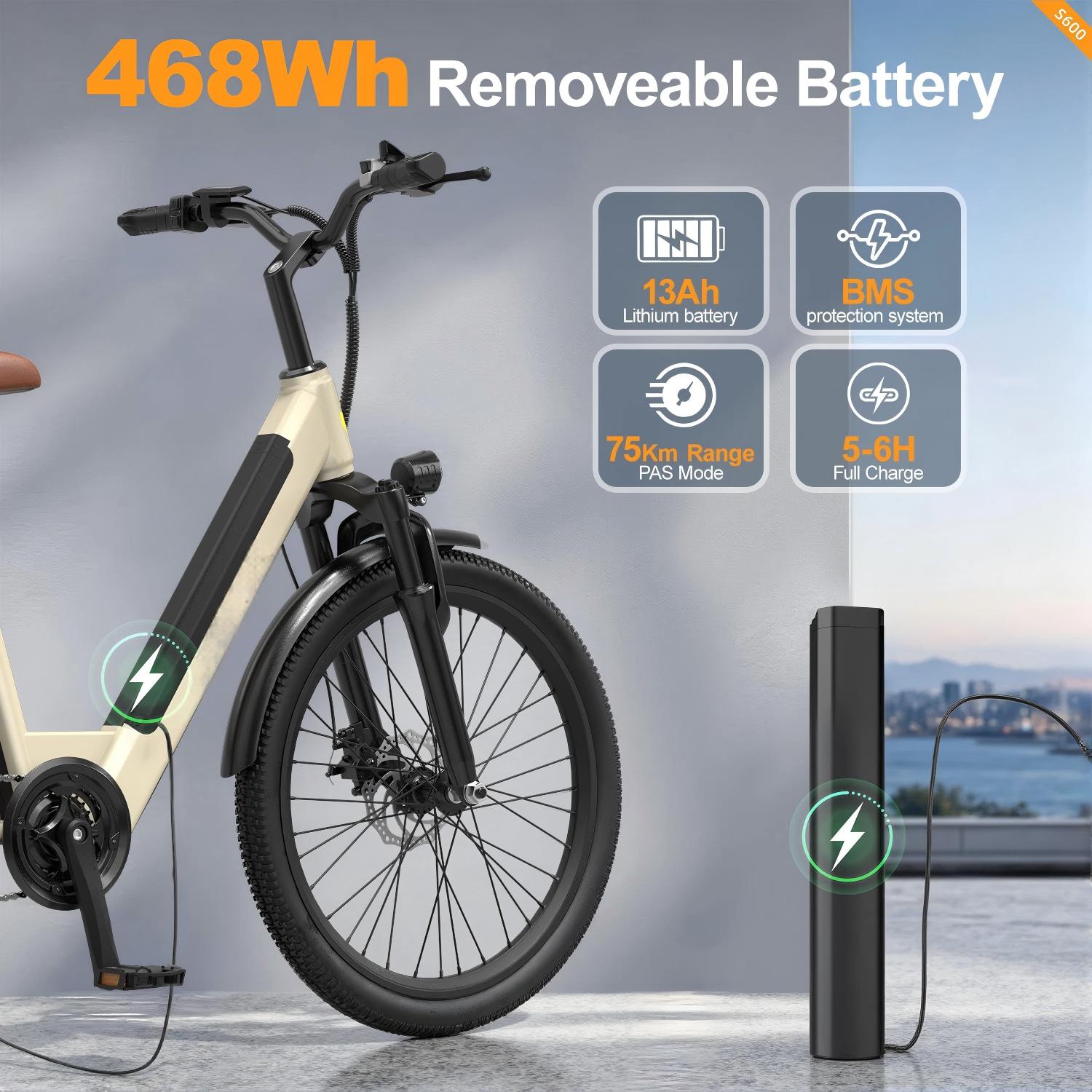 s600 250w brushless motor 36v13ah battery electric bicycle