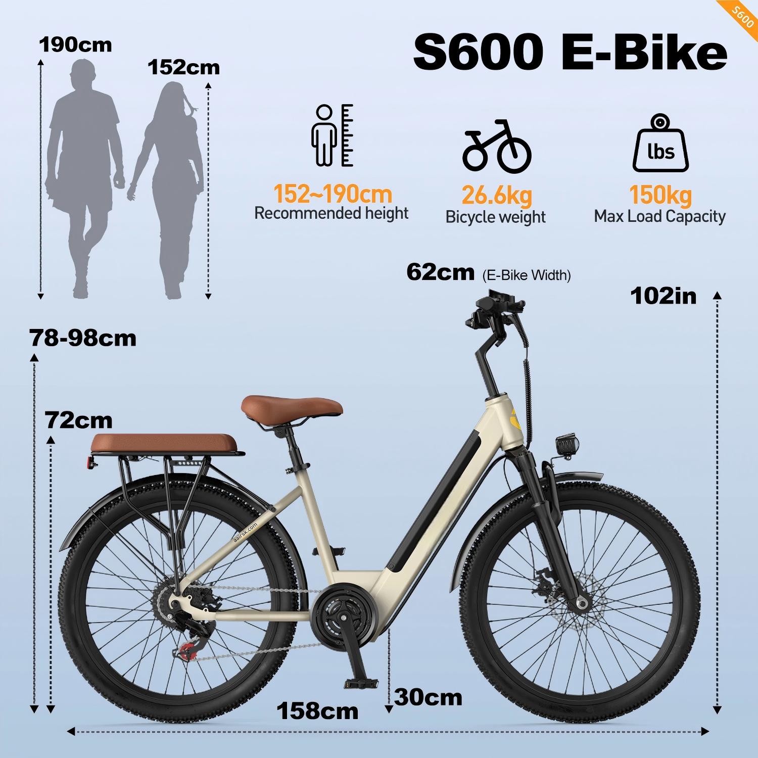 s600 250w brushless motor 36v13ah battery electric bicycle